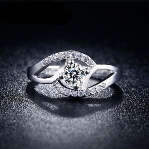 Trendy Fashion 925 Sterling Silver Rings Round CZ Wedding Engagement Finger Ring For Women Bridal Anillos Bijoux