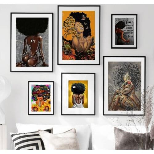 Street Art I Am Queen Black Girl Fashion Wall Art Canvas Painting Nordic Posters And Prints Wall Pictures For Living Room Decor