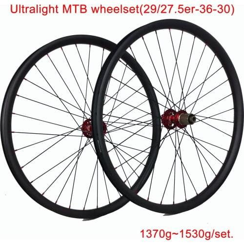 Ultralight upgrade tech Carbon mtb wheels XC/AM 29er/27.5inch 36X30mm special offer for AM/XC compatible hookless tire CN made