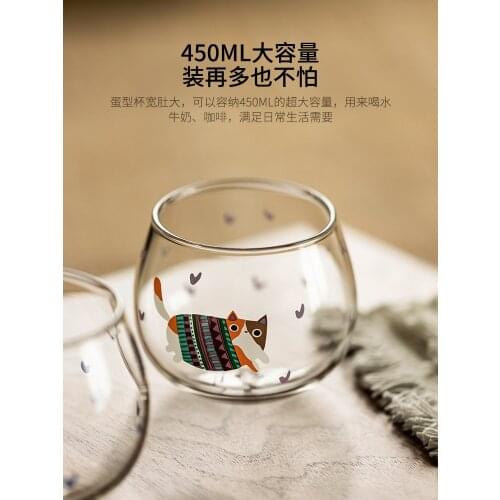 Japanese Round Glass Cup Cute Cartoon Milk Tumbler Glass Cup Dessert Modern Breakfast Kubek Do Kawy Household Products BL50BL