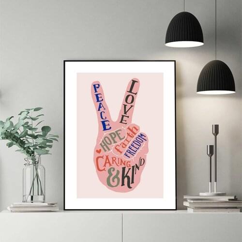 Funny Peace OK Fingers Block Colour Posters Murals And Prints Painting On Canvas Nordic Wall Art Pictures For Living Room Decor