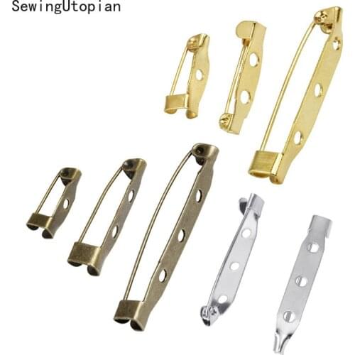 50PCS 15/20/25/30/35/40mm Brooch Back Buckle Pins Clip Base Pin Safety Pin Brooch Set Blank Base for DIY Jewelry Making Supplies
