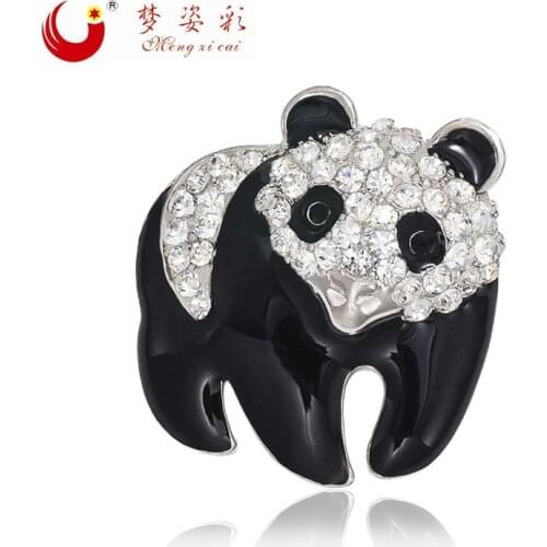 MZC New Poppy White Black Panada Alloy Brooch Animal Metal Anime Brooches for Womens Femme Suit Dress Broches Pins Brosche