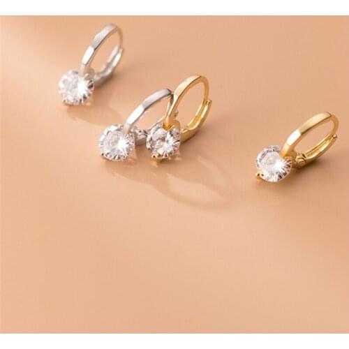 925 Sterling Silver Shiny Zircon Geometric Small Drop Earring for Women New Versatile Ear Girl Lady Party Accessories