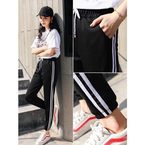 Hot ins tide fitness womens sport pants stripe fitness yoga pants femme hip hop Hallen leggings sweatpants casual trousers G326