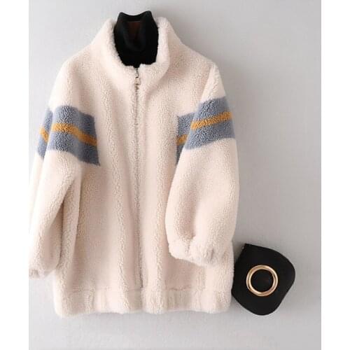 Women Coat Winer 2021 New Arrival Real Wool Jacket Striped Long Sleeves Plus Size Outerwear High Quality Coats Lady Thick Warm