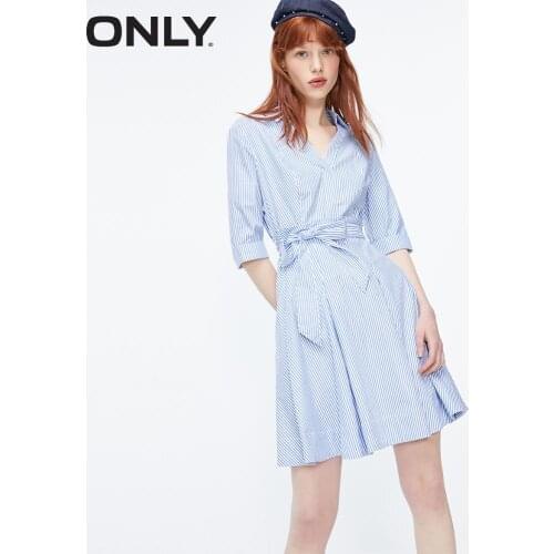 ONLY Womens V-neckline Elbow Sleeves Cinched Waist Shirt Dress | 119307503