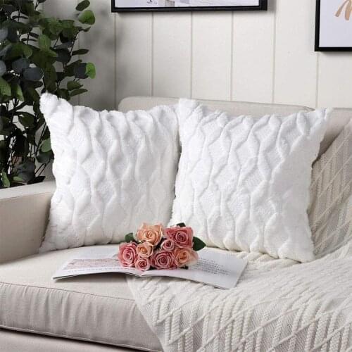 1/2Pcs Bedroom Pillowcase Geometric Sofa Cushion Cover White Home Decor Living Room Velvet Soft Decorative Throw Pillow Case