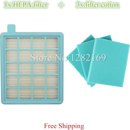 1x Vacuum Cleaner HEPA Filter and 3x Filter Cotton replacement For Philips FC8477 FC8470 FC8471 FC8472 FC8473 FC8474 FC8476