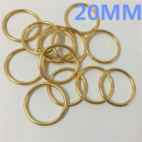 100pcs/pack 20mm 4/5''Non Welded Metal O Ring Round Shape DIY GOLD Plated Backpack Collar Harness Rings Bag Parts Accessories
