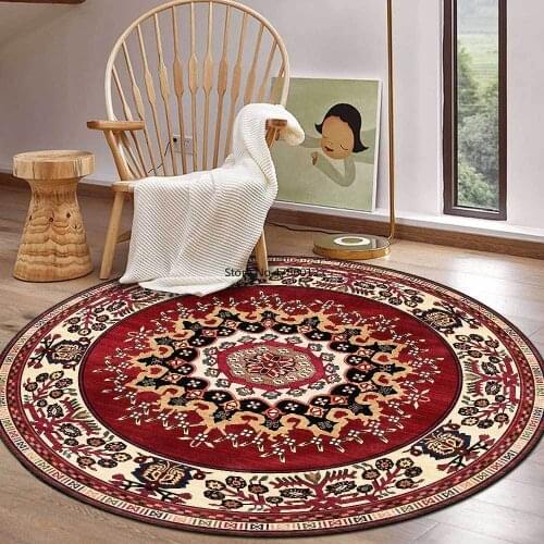 150cm Festive Red European Flower Ethnic Style Living Room Bedroom Hanging Basket Chair Round Floor Mat Carpet Customization