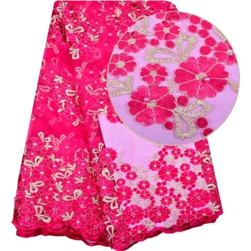 2018 Hot Sale Embroidered African Lace Fabric High Quality With Rhinestones And Beads French Net Lace Guipure Lace Fabrics 1167
