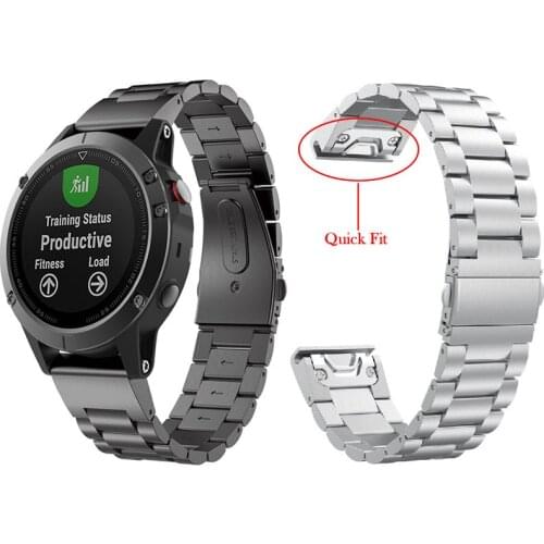 22mm Watch Band For Garmin Fenix 5 Metal Stainless Steel Chain Watch Wrist Strap For Garmin Fenix 5/Approach S60/Forerunner 935
