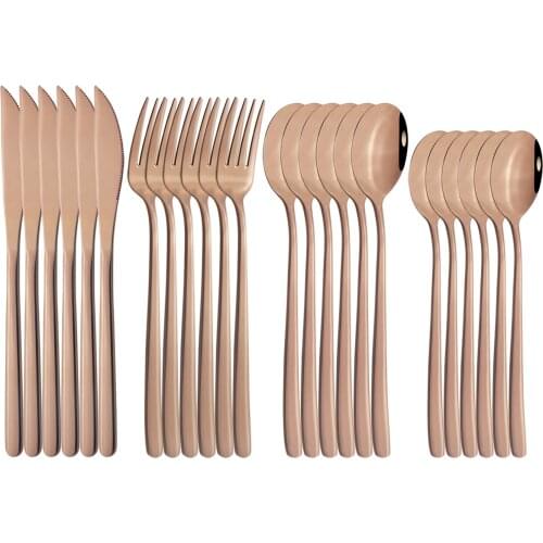 24Pcs Colorful Cutlery Set 18/10 Stainless Steel Dinnerware Set Knife Fork Spoon Tableware Set Home Kitchen Flatware Silverware