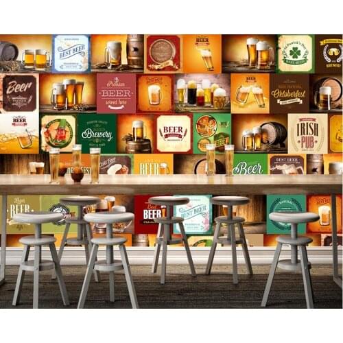 Retro vintage beer logo restaurant bar 3d wallpaper papel de parede,living room bedroom sofa TV background kitchen custom murals