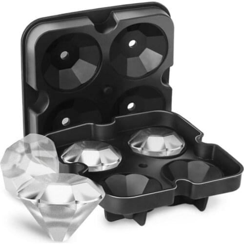4-Cavity Silicone Tray Diamond Shape 3D Mould Ice Ball Maker Silicone Cold Drink Ice Cream Mold Whiskey Wine