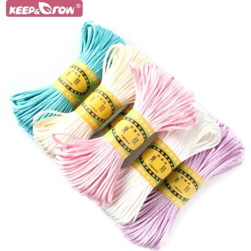 KEEP&GROW 20Meters 2.5mm Satin Silk Rope Nylon Cord For Baby Teether Accessories Teething Necklace Rattail Cord DIY Tool 10Color