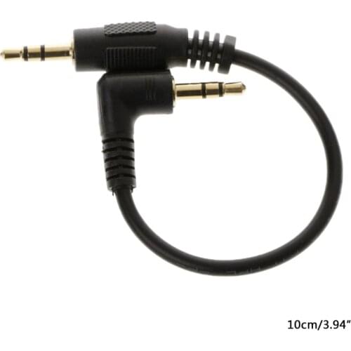 10cm Auto Car Right Angle Male To Male 3.5mm Aux Jack Speaker Audio CableAdapter