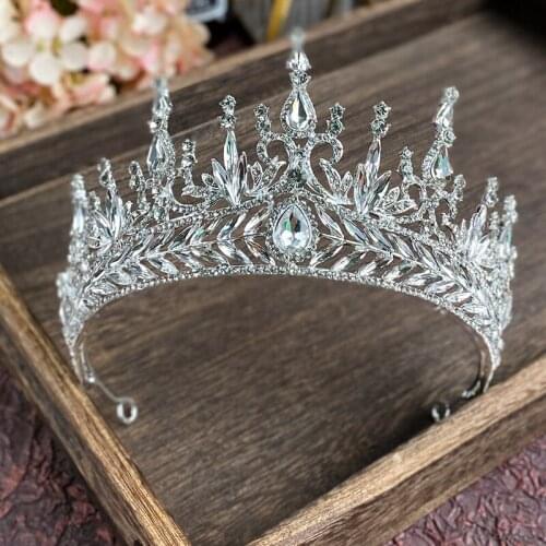 Glitter Rhinestone Bridal Crowns and Tiaras Gold Silver Color Wedding Headwear Elegant Hairband Jewelry HQ0173