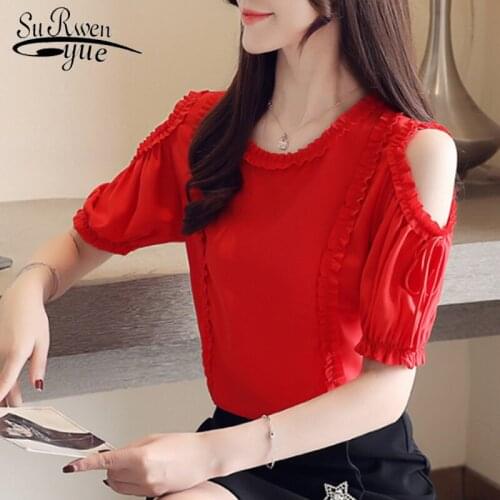 Fashion women tops and blouses 2019 ladies tops white blouse shirt harajuku shirt chiffon blouse bow Short Solid shirt 4433 50