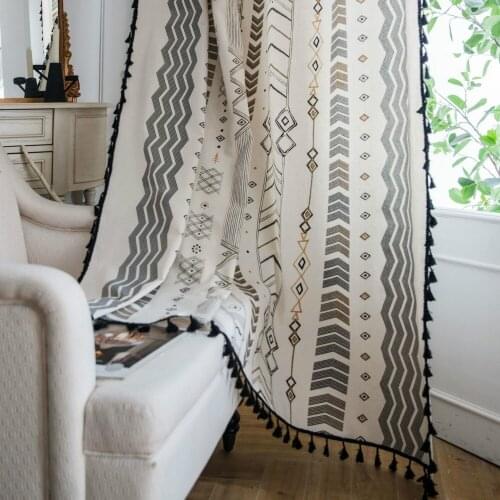 Bohemian Tassel Curtains Living Room Semi-Shading Partition Curtain Bedroom Bay Window Curtain Kitchen Curtain Home Decoration