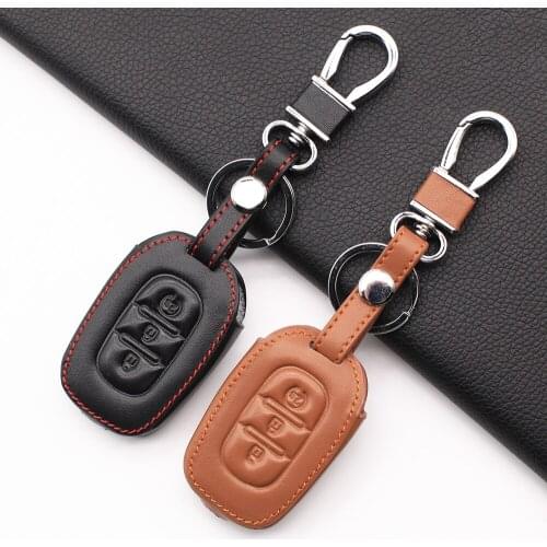 High quality leather car key case covers For Renault Duster Sandero Captur Logan Clio Laguna Scenic 2016 2017 car accessories
