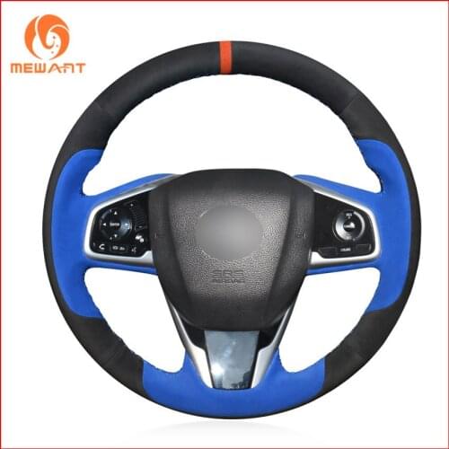 MEWANT Black Blue Suede Hand Sew Steering Wheel Cover for Honda Civic Civic 10 2016-2020 CRV CR-V 2017-2020 Clarity