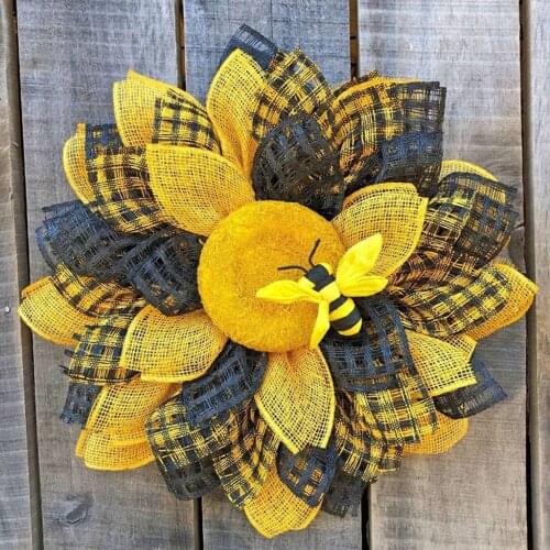 13'' Flower Wreath Handmade Floral Wreath Artificial Spring Garland Wreath for Front Door Wall Wedding Party Home Decoration