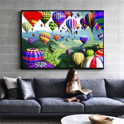 DIY 5d Diamond Painting Cross Stitch Hot Air Balloon Valley Scenery Diamond Embroidery Decoration Home Wall Art Handcraft Gift
