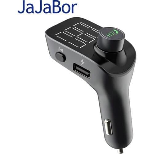 JaJaBor Bluetooth Car Kit Handsfree V5.0 Wireless FM Transmitter 3.5MM AUX Audio Jack Car MP3 Player 2.4A USB Car Charger