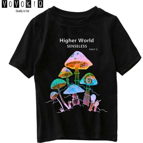 Cute Cartoon Girls Harajuku Colorful Mushroom Streetwear T-shirt Chlidren Little Girl Boy Summer Top Baby T Shirt Cartoon Shirt