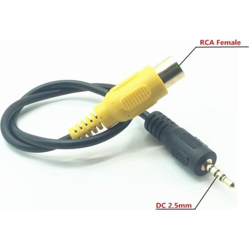 Jack 2.5mm Male to RCA Cable AV-IN Rear View Camera To GPS Adapter Cable 30cm