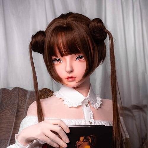 KIG421)Female/Girl Half Head Kigurumi BJD Eyes Crossdress Cosplay Japanese Anime Role Lolita Mask Crossdresser Doll