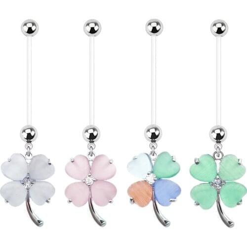 1PC Pregnancy Belly Button Rings Women Jewelry Flexible Fashion Clover Navel Piercing Pregnant Belly Rings Body Piercing Jewelry