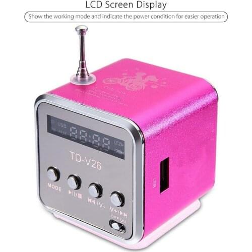 Portable Td-V26 Digital Fm Radio Speaker Mini Fm Radio Receiver With Lcd Stereo Speaker Support Micro Tf Card