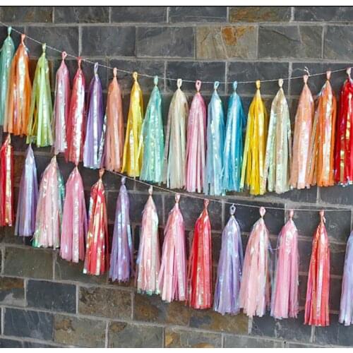 Unicorn Candy Iridescent Tassel Garland Rainbow Banner Bunting Wedding Birthday Baby Shower Hanging Party DIY Decor atmosphere