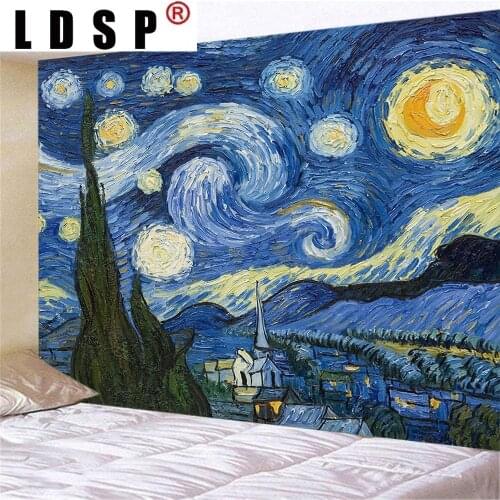 LDSP Van Gogh Painting Background Wall Hanging Tapestry Sofa Wall Art Painting Tapestry Modern For Home Decor Living Room Tapiz