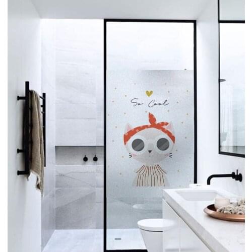 Cartoon Frosted Privacy Window Film Stained Glass Film Transfer Vinyl Window Stickers Glass Stickers Shower Door Film No Glue