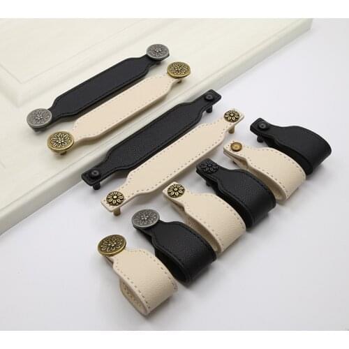 Nordic Classical Furniture Drawer Knob Dressing table cabinet closet door handle eco-friendly artificial leather pulls