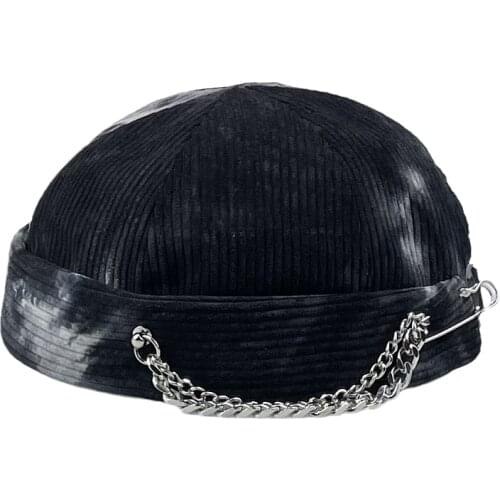 The New Winter Curling Brimless Cap, Brimless Cap Retro Dome Cap Tie-Dye Brimless Cap Mens Mariner Casual Hip-Hop Cap