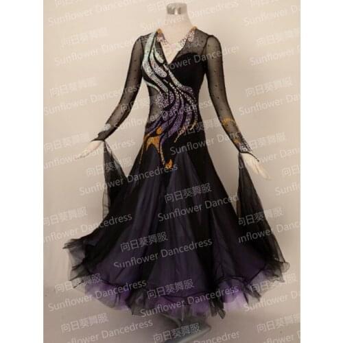 New Competition ballroom Standard dance dress,dance clothing,stage wear,ballom dance wear,Sexy ,Black,Long Sleeve GOODANPAR