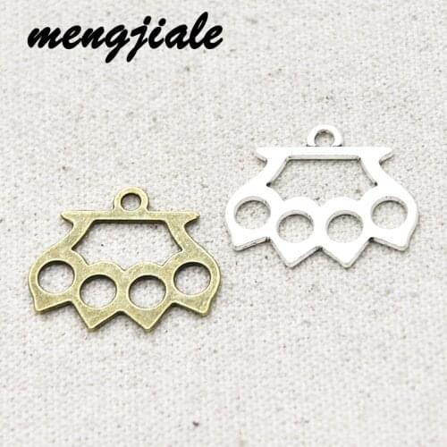 15pcs Wholesale Two Color Brass Knuckles Charms Alloy Metal Pendants For DIY Handmade Jewelry Accessories Making 28*24mm