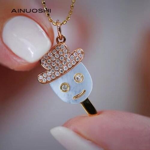 AINUOSHI 925 Sterling Silver Shell Personality Clown Pendant Necklace for Women Charm Choker Necklaces Fashion Jewelry Gift