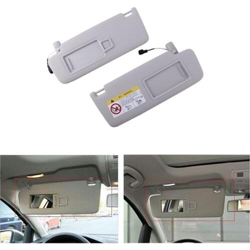 Pair Car Interior Sun Visor Shade with Makeup Mirror Gray for Golf MK7 2014-2017 5GG857551 5GG857552