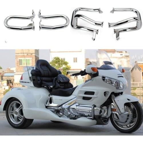Front & Rear Motorcycle Engine Highway Crash Bar Guard Protection For Honda GL1800 2001-2016/GL1800A 2001-2005 Left Right Chrome