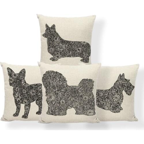 Dog Dachshund Cushions Pug Greyhound Pillow Cushion Schnauzer Kilim Wedding For Sofa Pillow With Cover 17X17 Cotton Blend Relax