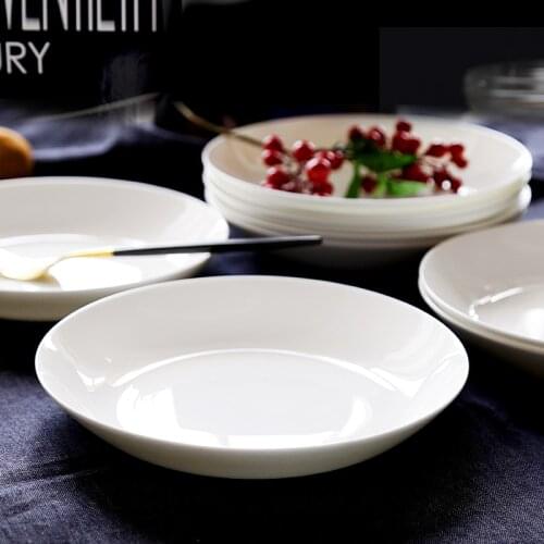Tableware Plate 10 pieces Bone Porcelain Plates Pure White Household Plate Circular Vegetable Plate Ceramic Plate Plate