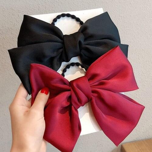 Big Bow Scrunchies Hair Ring Ponytail Holder Candy Color Hair Ties Rope Women Hair Accessories Hair Bows For Girls Hairbands