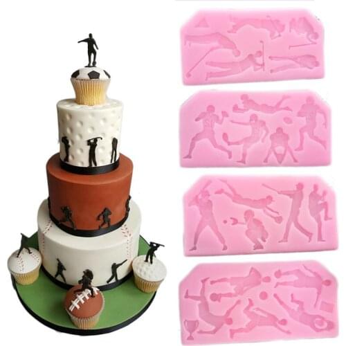 Fondant cake decorating Football Rugby Golf baseball cake silicone mould wedding sports cake design silicone chocolate mold