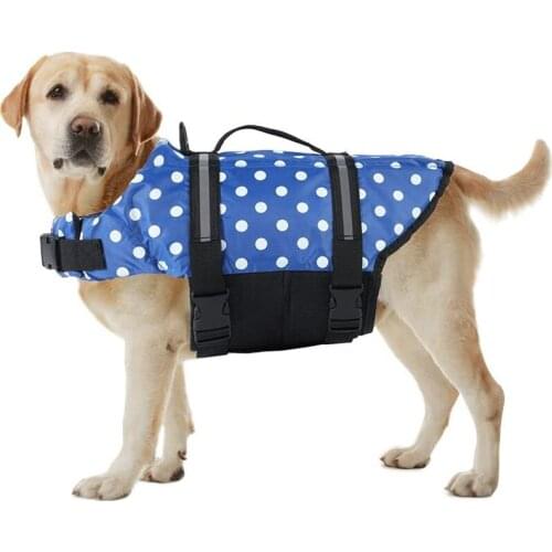Dog Life Vest Summer Printed Pet Life Jacket Safety Clothes Dogs Swimwear Polka Dot Print Pets Safety Swimming Suit Reflective